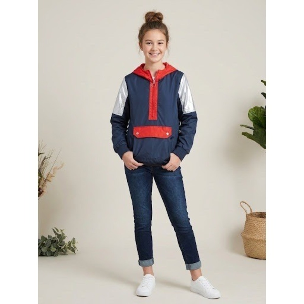 Urban Republic Anorak Jacket Girls XL 16 Navy Red New Colorblock Windbreaker